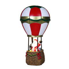 Decoratiune de Craciun tip Balon cu Aer Cald, Kadeny, Balon cu Mos Craciun, din Rasina, Model Balon cu Aer Cald si Mos Craciun Iluminare LED, 17 x 5 x 5 cm, Gri Rosu