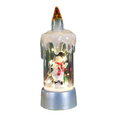 Decoratiune de Craciun tip Lumanare, Kadeny, Lumanare de Cristal fara Fulgi de Zapada, Model Om de Zapada, Iluminare LED, 13 x 5 x 5 cm, Baza Gri, Transparent