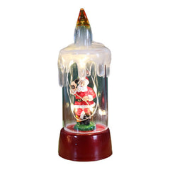 Decoratiune de Craciun tip Lumanare, Kadeny, Lumanare de Cristal fara Fulgi de Zapada, Model Mos Craciun, Iluminare LED, 13 x 5 x 5 cm, Baza Rosie, Transparent