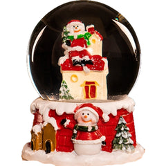 Decoratiune glob cu zapada Kadeny, Mos Craciun pe casa, diametru 4.5 cm, multicolor