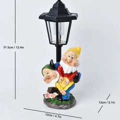 Lampa Solara Decorativa pentru Gradina, Kadeny, Decoratiune pentru Gradina cu Lumini LED, Dimensiuni aprox 31.5 x 12 x 13 cm, Incarcare solara, Model 2 Spiridusi, Negru