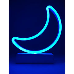 Decoratiune Luminoasa cu Baterii Semiluna 25 cm Albastru