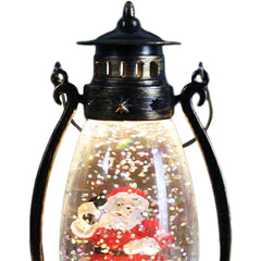 Decoratiune Luminoasa, Kadeny, Felinar de Craciun, cu Lumina LED, Ornament Model Lampa cu Ulei Mos Craciun, cu Maner, 14x7x6 cm, Negru