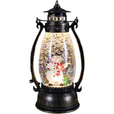 Decoratiune Luminoasa, Kadeny, Felinar de Craciun, cu Lumina LED, Ornament Model Lampa cu Ulei Om de Zapada, cu Maner, 14x7x6 cm, Negru