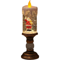 Decoratiune Luminoasa, Kadeny, Lampa de Craciun, cu Lumina LED, Ornament Model Sfesnic cu Lumanare, Mos Craciun, 26x8.5x8.5 cm, Auriu