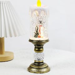 Decoratiune Luminoasa, Kadeny, Lampa de Craciun, cu Lumina LED, Ornament Model Sfesnic cu Lumanare Om de Zapada, 26x8.5x8.5 cm, Auriu