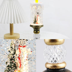 Decoratiune Luminoasa, Kadeny, Lampa de Craciun, cu Lumina LED, Ornament Model Sfesnic cu Lumanare Om de Zapada, 26x8.5x8.5 cm, Auriu