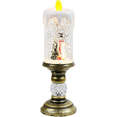 Decoratiune Luminoasa, Kadeny, Lampa de Craciun, cu Lumina LED, Ornament Model Sfesnic cu Lumanare Om de Zapada, 26x8.5x8.5 cm, Auriu