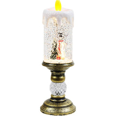 Decoratiune Luminoasa, Kadeny, Lampa de Craciun, cu Lumina LED, Ornament Model Sfesnic cu Lumanare Om de Zapada, 26x8.5x8.5 cm, Auriu