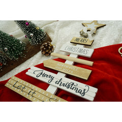 Decoratiune masa decorata, Mesaje Craciun, Crem-Alb, din Lemn, 22.5 cm x 36 cm, Interior, Kadeny
