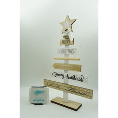 Decoratiune masa decorata, Mesaje Craciun, Crem-Alb, din Lemn, 22.5 cm x 36 cm, Interior, Kadeny