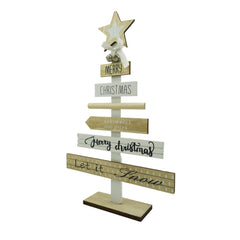 Decoratiune masa decorata, Mesaje Craciun, Crem-Alb, din Lemn, 22.5 cm x 36 cm, Interior, Kadeny