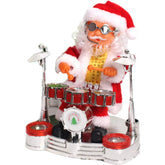 Decoratiune Mos Craciun, Kadeny, Animat, care Canta si Danseaza, cu Tobe, Imbracat Festiv, 20x17 cm Inaltime, Rosu