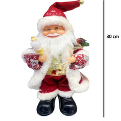 Decoratiune Mos Craciun, Kaveny, Animat, care Canta si Danseaza, Imbracat Festiv, 30 x 10 x 12 cm, Rosu