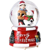 Decoratiune glob cu zapada Kadeny, Baiat si om de zapada, diametru 4.5 cm, multicolor