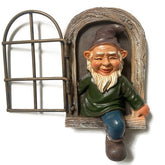 Decoratiune pentru Gradina, Kadeny, Model Elf pentru Pom, Statuie pentru Gradina din Rasina, Decor pentru Gradina, Elf, 14.5 x 8 x 15 cm, Maro