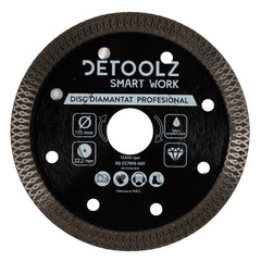 Disc diamantat turbo Detoolz 115x22.2mm, taiere umeda/uscata