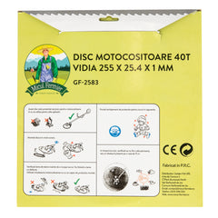 Disc motocoasa Micul Fermier, 40T, vidia, grosime 1mm, Ø255mm