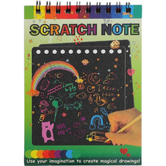 Caiet cu fise razuibile Kaveny, DIY Magic Scratch, 12 File, Curcubeu, Creion din Lemn, Cartonase negre, 14 x 10 cm, verde