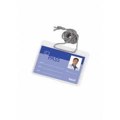 Suport ecuson cu snur Eagle EC004/6, orizontal, 110x70mm, plastic, transparent, set 12 buc