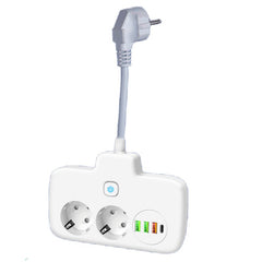 Adaptor Priza, Kadeny, 6 in 1, 2 Prize Standard, 3 Porturi USB, 1 Port Tip C, Buton Oprire, 2500W, din PC, Alb