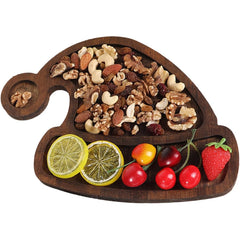 Farfurie cu Tematica de Craciun, Kadeny, din Lemn, Margini Rotunjite, Model Caciula de Mos, Maro