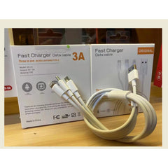 Cablu USB 3in1 Kadeny SX - 21, USB la micro USB/USB-C/compatibil iphone, 3A, 1.2m (alb)