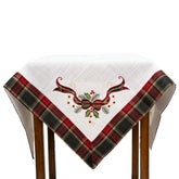 Fata de Masa Kadeny, Material In Brodat, cu Motive Fundita de Craciun, 85x85 cm, alba