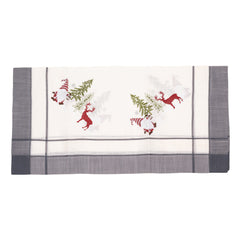 NU ARE - Fata de Masa Kadeny, Material In Brodat, cu Motiv mos Craciun si Reni, 85 x 85 cm, Gri