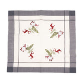 NU ARE - Fata de Masa Kadeny, Material In Brodat, cu Motiv mos Craciun si Reni, 85 x 85 cm, Gri