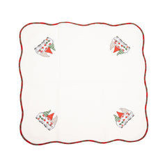 Fata de Masa Kadeny, Material In Brodat, cu Motiv Trei Pitici, 85 x 85 cm, Alb