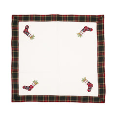 Fata de Masa Kadeny, Material In Brodat, cu Motive de Craciun Ghetute, 180 x 40 cm, Alb