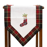 Fata de Masa Kadeny, Material In Brodat, cu Motive de Craciun Ghetute, 180 x 40 cm, Alb