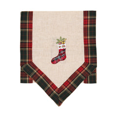 Fata de Masa Kadeny, Material In Brodat, cu Motive de Craciun Ghetute, 180 x 40 cm, Crem