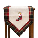 Fata de Masa Kadeny, Material In Brodat, cu Motive de Craciun Ghetute, 180 x 40 cm, Crem