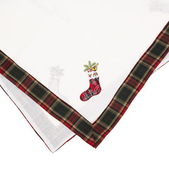 Fata de Masa Kadeny, Material In Brodat, cu Motive de Craciun Ghetute, 85 x 85 cm, Alb