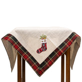 Fata de Masa Kadeny, Material In Brodat, cu Motive de Craciun Ghetute, 85 x 85 cm, Crem