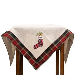 Fata de Masa Kadeny, Material In Brodat, cu Motive de Craciun Ghetute, 85 x 85 cm, Crem