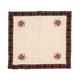 Fata de Masa Kadeny, Material In Brodat, cu Motive Florale de Craciun, 85 x 85 cm, Crem