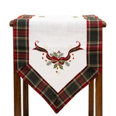 Fata de Masa Kadeny, Material In Brodat, cu Motive Fundita de Craciun, 180 x 40 cm, alba