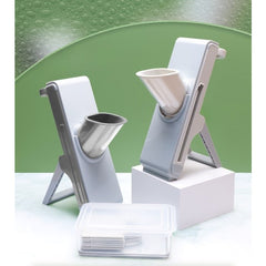 Feliator de Legume Multifunctional, Kadeny, Taieturi Diferite, Razatoare pentru Bucatarie, Taietor de Cartofi, Presa Manuala, Pliabila, Extensibila, PP PET, 23.5x9.5x5.5 cm, Alb