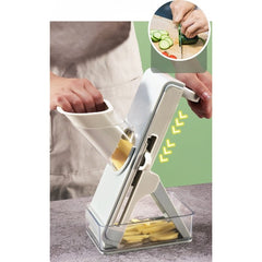 Feliator de Legume Multifunctional, Kadeny, Taieturi Diferite, Razatoare pentru Bucatarie, Taietor de Cartofi, Presa Manuala, Pliabila, Extensibila, PP PET, 23.5x9.5x5.5 cm, Alb