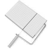 Feliator manual Kaveny, pentru cascaval, salam, prajituri, unt, din otel inoxidabil, usor de curatat si utilizat, 5 lame de schimb incluse, picioare antiderapante, 21 x 12.2 x 2.8 cm, argintiu