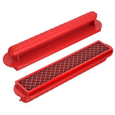 Feliator manual pentru hot-dog Kaveny, crestare carnati si hot-dog, manual, potrivit pentru gratar, 29.5 x 6.5 cm, din inox si ABS, rosu
