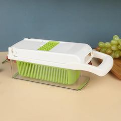 Feliator Multifunctional, Kaveny, Razatoare, 8 in 1, pentru Fructe si Legume, 10 Piese, Lame de Inox, Recipient Stocare, Separator Oua, Protectie Mana, ABS, 67.5x38.5x49.5 cm, Verde/Alb