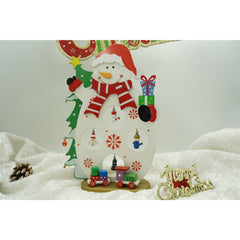 Figurina decorata de Craciun, Om de zapada, Alb, din Lemn, 18 cm x 24.5 cm, Interior, Kadeny