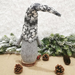 Figurina Decorativa, Pentru Craciun, Kadeny, Spiridus, Omul Padurii cu Barba Lunga, Inaltime 47 cm, Gri