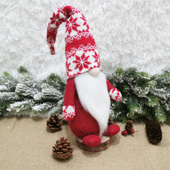 Figurina Decorativa, Pentru Craciun, Kadeny, Spiridus, Omul Padurii cu Barba Lunga, Inaltime 47 cm, Rosu