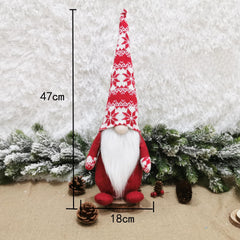 Figurina Decorativa, Pentru Craciun, Kadeny, Spiridus, Omul Padurii cu Barba Lunga, Inaltime 47 cm, Rosu