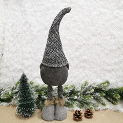 Figurina Decorativa, Pentru Craciun, Kadeny, Spiridus, Omul Padurii Indragostit, Picioare Telescopice, Inaltime reglabila 42 - 52 cm, Gri